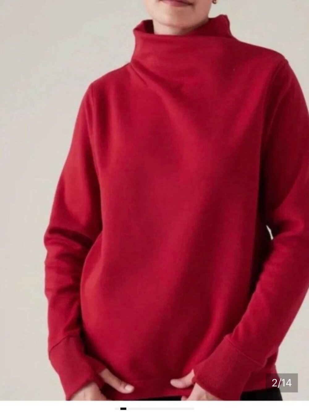 new ULTRA SOFT ATHLETA karma twist fleece lined sweatshirt in red small